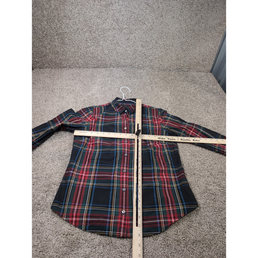 J.Crew Perfect Shirt Womens 6 Red‎ Green Navy Plaid Long Sleeve Button Down - Picture 3 of 6